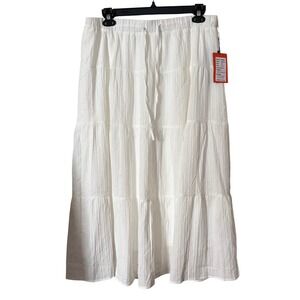 Derax Women's Maxi Skirt 2X NWT Boho Flowy White A-Line Summer